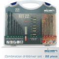 DRILL AND SCREWDRIVER BIT SET 22 PIECE IN CARRY CASE STEEL & MASONRY